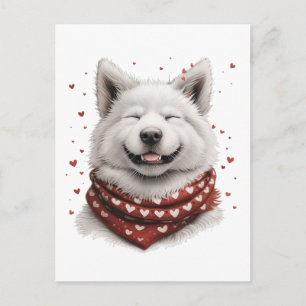 Postal Perro Samoyedo Día de San Valentín
