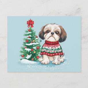 Postal Perro Santa Shih Tzu Navidad