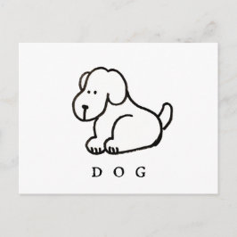 Postal Perro Sentado de Dibujos Animados Divertido