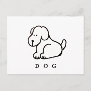 Postal Perro Sentado de Dibujos Animados Divertido