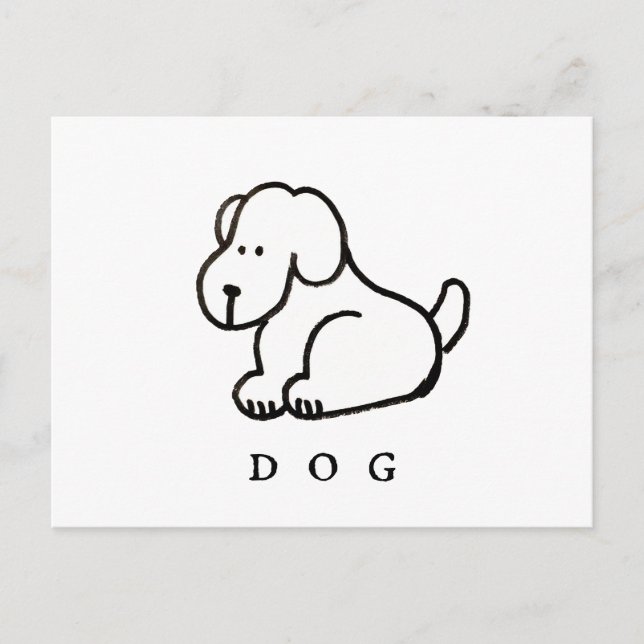 Postal Perro Sentado de Dibujos Animados Divertido (Anverso)