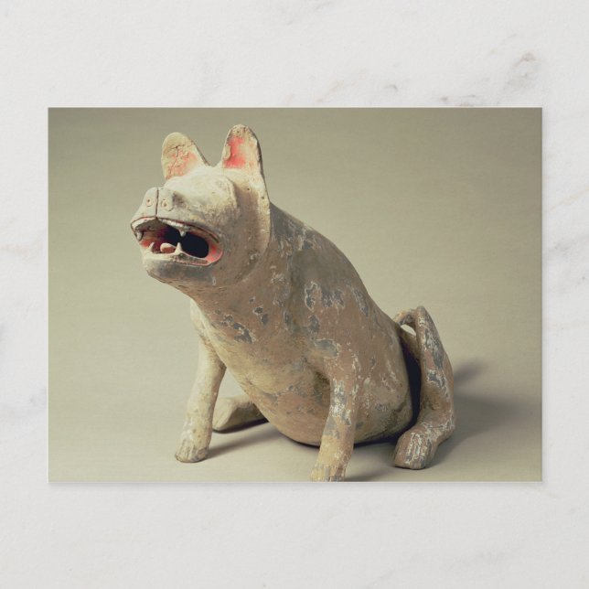 Postal Perro sentado en la alfarería temprana china, tumb (Anverso)