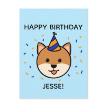 Perro Shiba Inu | Saludo de cumpleaños azul y Nara