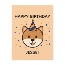 Perro Shiba Inu | Saludo de cumpleaños azul y Nara