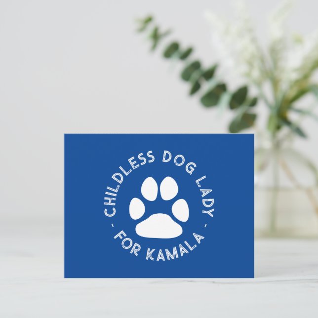 Postal Perro sin hijos Lady para kamala perro divertido p (Anverso de pie)