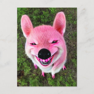 Postal Perro sonriente rosa