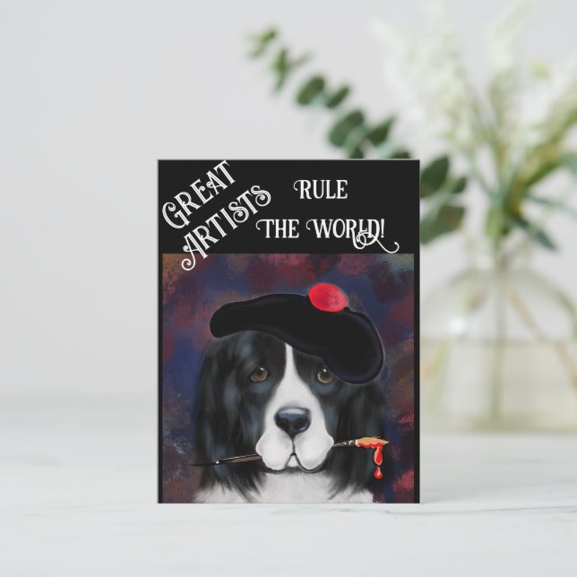 Postal Perro Terranova (Anverso de pie)