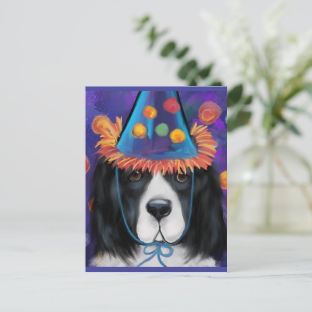 Postal Perro Terranova (Anverso de pie)