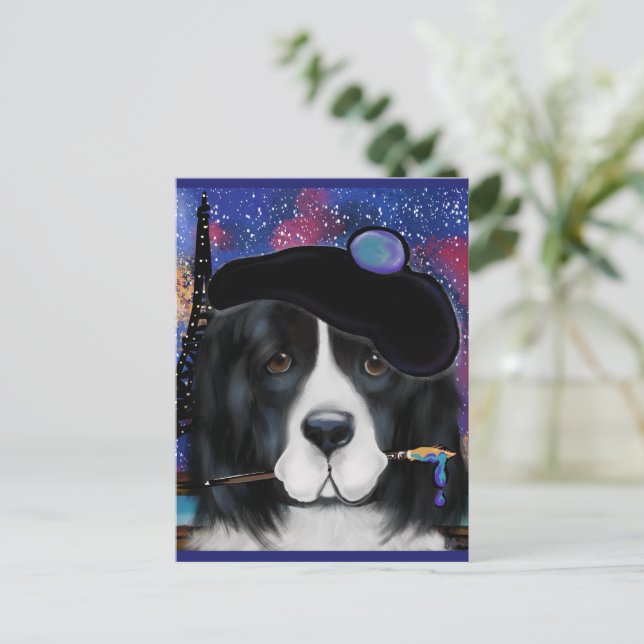 Postal Perro Terranova (Anverso de pie)