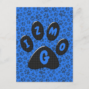 Postal Perro traza puntos de polka blanco y negro en tech