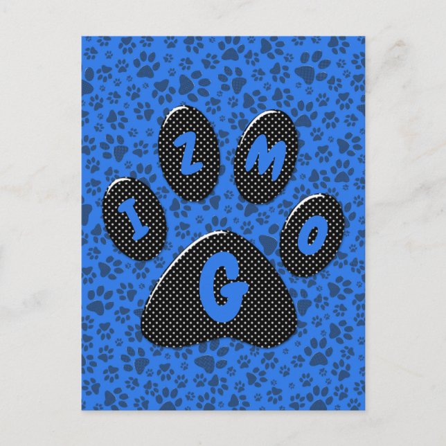 Postal Perro traza puntos de polka blanco y negro en tech (Anverso)