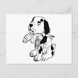 Postal Perro Triste Con Pierna Rota
