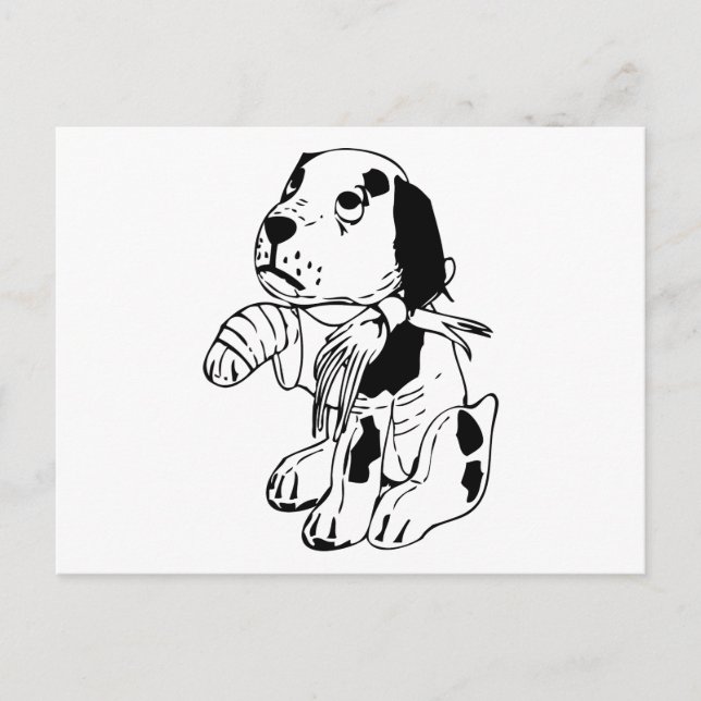 Postal Perro Triste Con Pierna Rota (Anverso)