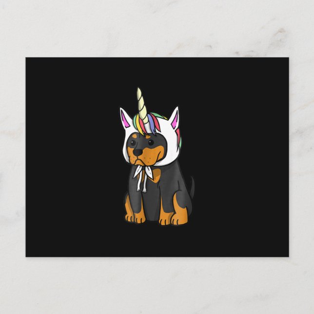 Postal Perro Unicornio Rottweiler (Anverso)