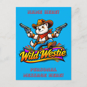 Postal Perro vaquero Westie salvaje