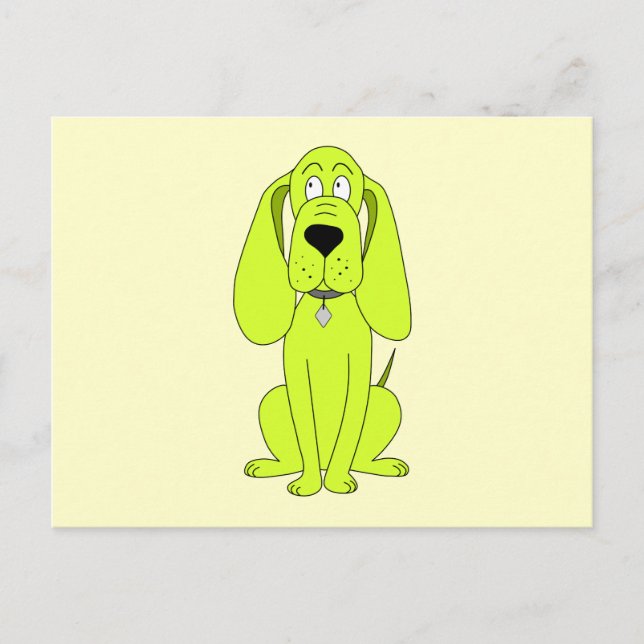 Postal Perro verde animado. Personalizado de Cute Hound. (Anverso)