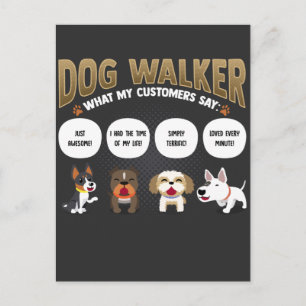 Postal Perro Walker Gracioso Perro Caminar Mascota Sitter