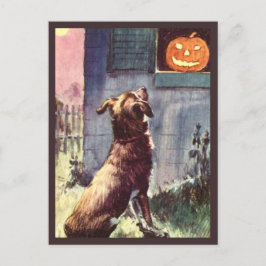Postal Perro y calabaza - Halloween vintage