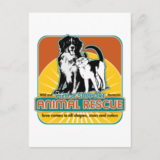 Postal Perro y gato animales del rescate
