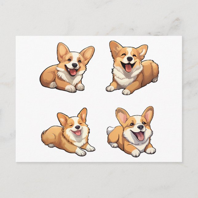 Postal perros adorables jolly corgi puppy (Anverso)