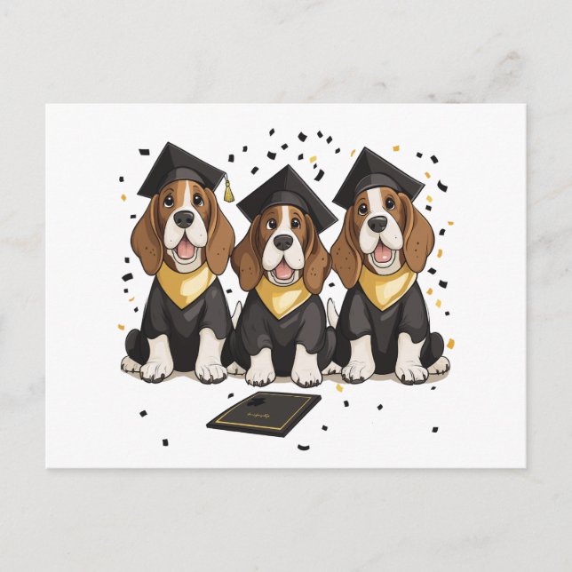 Postal Perros Basset Hound de Graduación (Anverso)