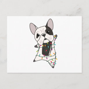Postal Perros Bulldog Feliz Navidad Animales de Invierno