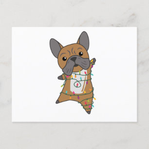 Postal Perros de bulldog Feliz Navidad Animales de Invier