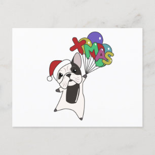 Postal Perros de bulldog Feliz Navidad Animales de Invier