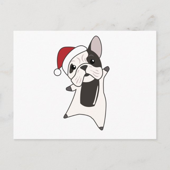 Postal Perros de bulldog Feliz Navidad Animales de Invier (Anverso)