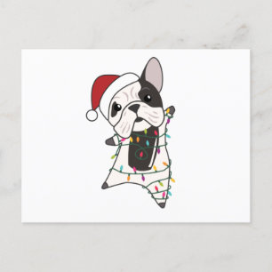 Postal Perros de bulldog Feliz Navidad Animales de Invier