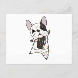 Postal Perros de bulldog Feliz Navidad Animales de Invier