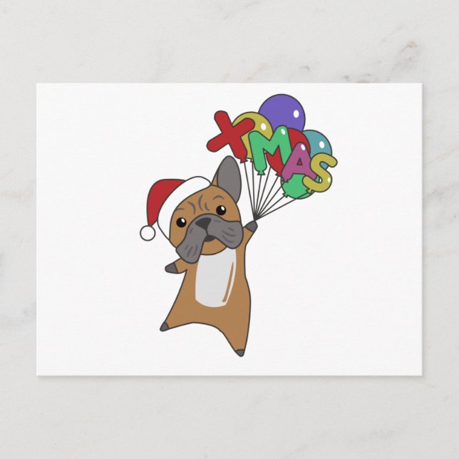 Postal Perros de bulldog Feliz Navidad Animales de Invier (Anverso)