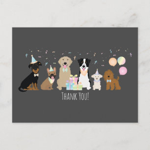 Postal Perros de Fiesta de Cumpleaños de Agradecimiento