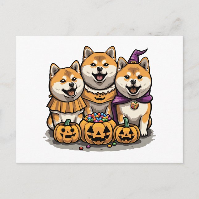 Postal Perros de Halloween Shiba Inu (Anverso)