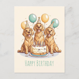 Postal Perros de la recuperación de oro del cumpleaños fe
