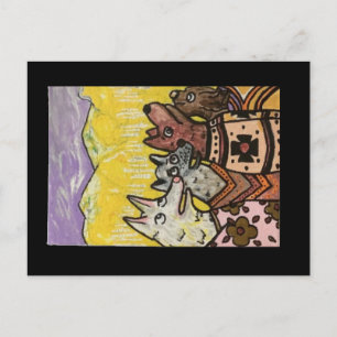 Postal Perros de manta india, resplandor de pluma