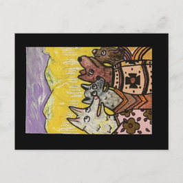 Postal Perros de manta india, resplandor de pluma