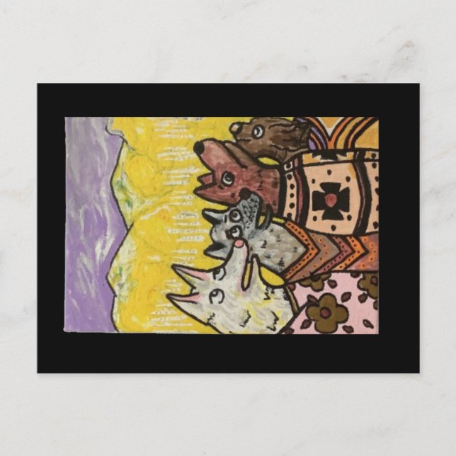 Postal Perros de manta india, resplandor de pluma (Anverso)