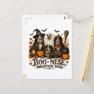 Postal Perros de montaña Boo-Nese Halloween Perro espeluz