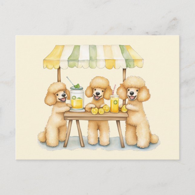 Postal Perros De Poodle Estándar Con Soporte De Lemonada (Anverso)