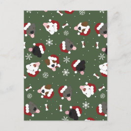 Postal Perros de Santa en Verde