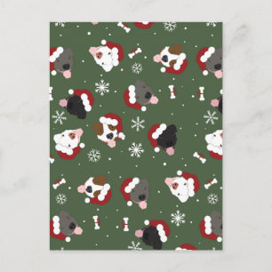 Postal Perros de Santa en Verde
