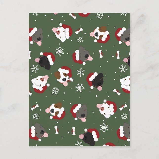Postal Perros de Santa en Verde (Anverso)
