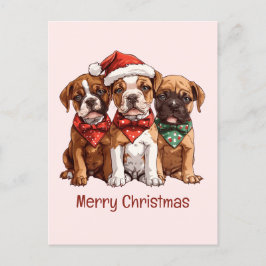 Postal Perros del Boxer navideño