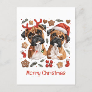 Postal Perros del Boxer navideño