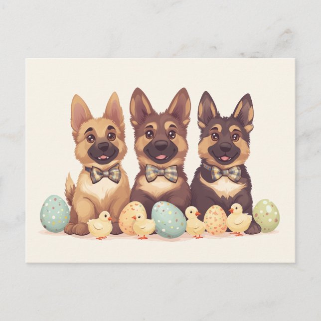 Postal Perros del Pastor Alemán de Pascua (Anverso)
