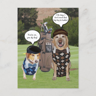 Postal Perros en el campo de golf