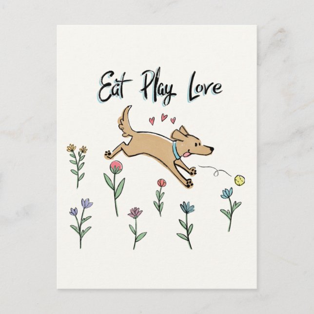 Postal Perros en el Jardín II | Comer juego amor (Anverso)