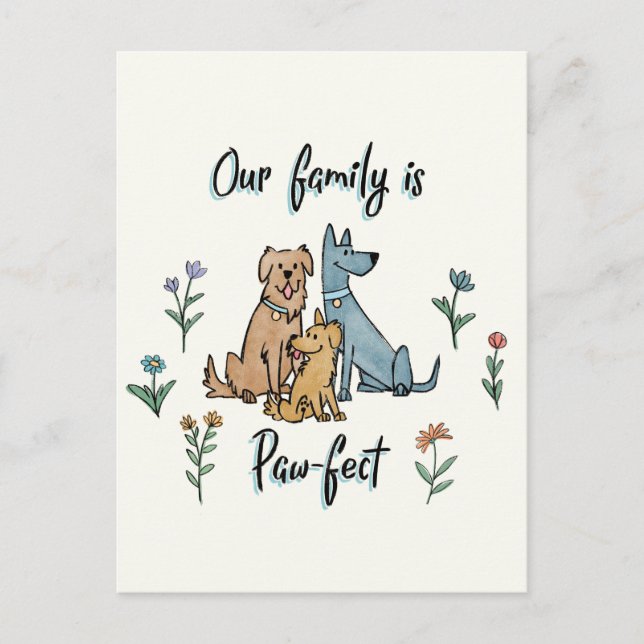 Postal Perros en el Jardín IV | Nuestra familia es perfec (Anverso)