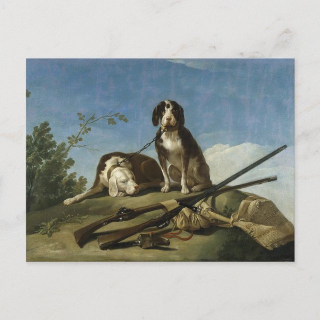 Postal Perros en traílla (Anverso)